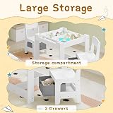 Lestarain Children's Table and Chair Set with Storage, White + Grey view 5