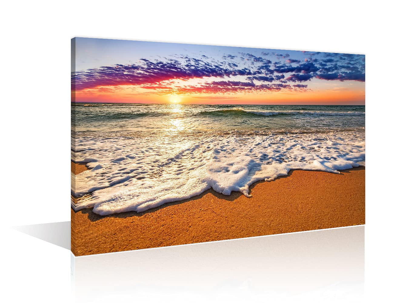 TISHIRON Canvas Wall Art Tropical Beach Sunset Picture for Living Room Kitchen or Bedroom Modern Art wall Decor Seascape Ready to Hang(24X16in)