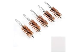 BOOSTEADY 5 Pcs Phosphor Bristle Bronze Bore Gun Cleaning Brush for Pistol Shotgun with 50 Professional Square Patches Multi-Caliber