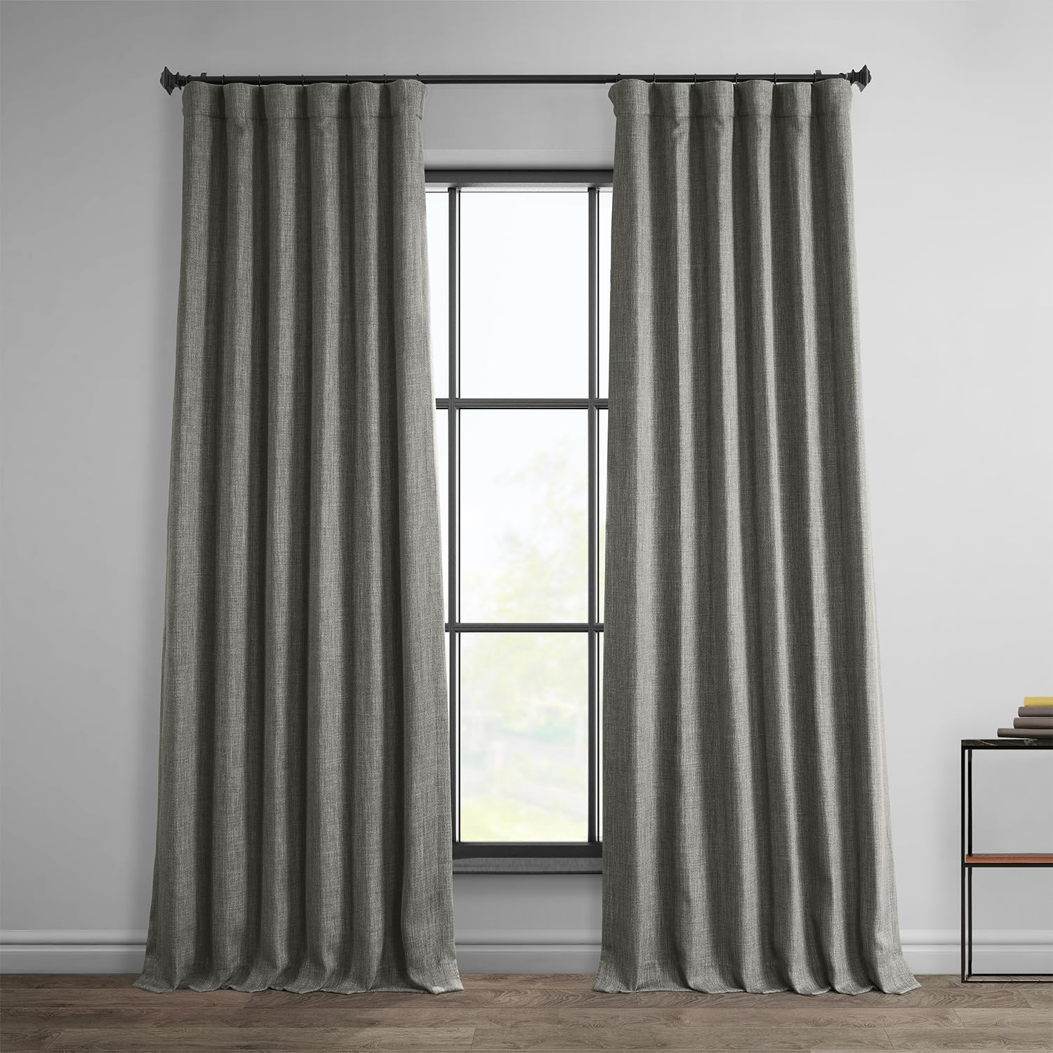 HPD Half Price Drapes - Faux Linen Curtains for Living Room (2 Panels) - 50W X 108L - Textured Room Darkening Curtains for Bedroom 108 Inches Long - Drapes for Home Decor, Blazer Grey Image
