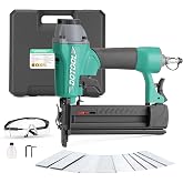 Pneumatic Brad Nailer,18 Gauge,2 in 1 Air Nail Gun Staple Gun for Wood | Accepts 2" Brad Nails &amp; 1/4" Crown Staples, with Carrying Case &amp; 1000 Fasteners, for DIY, Woodworking, Trim and Upholstery