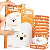 Impossibly Compact Travel Wipes - Skin-Friendly Wet Wipes, Hypoallergenic & Unscented for Adults, Kids & Baby Care - 10 Pack