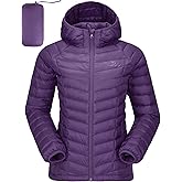 CAMELSPORTS Women's Down Jacket Hooded Winter Light Weight Short Puffer Coats Packable Warm Windproof Ladies Parka