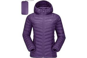 CAMELSPORTS Women's Down Jacket Hooded Winter Light Weight Short Puffer Coats Packable Warm Windproof Ladies Parka