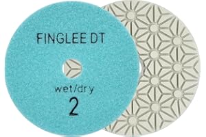 FINGLEE DT 4 inch 3 Steps Diamond Dry Polishing Pad Diamond Resin Discs for Granite Marble Quartz (5pcs Grit2)