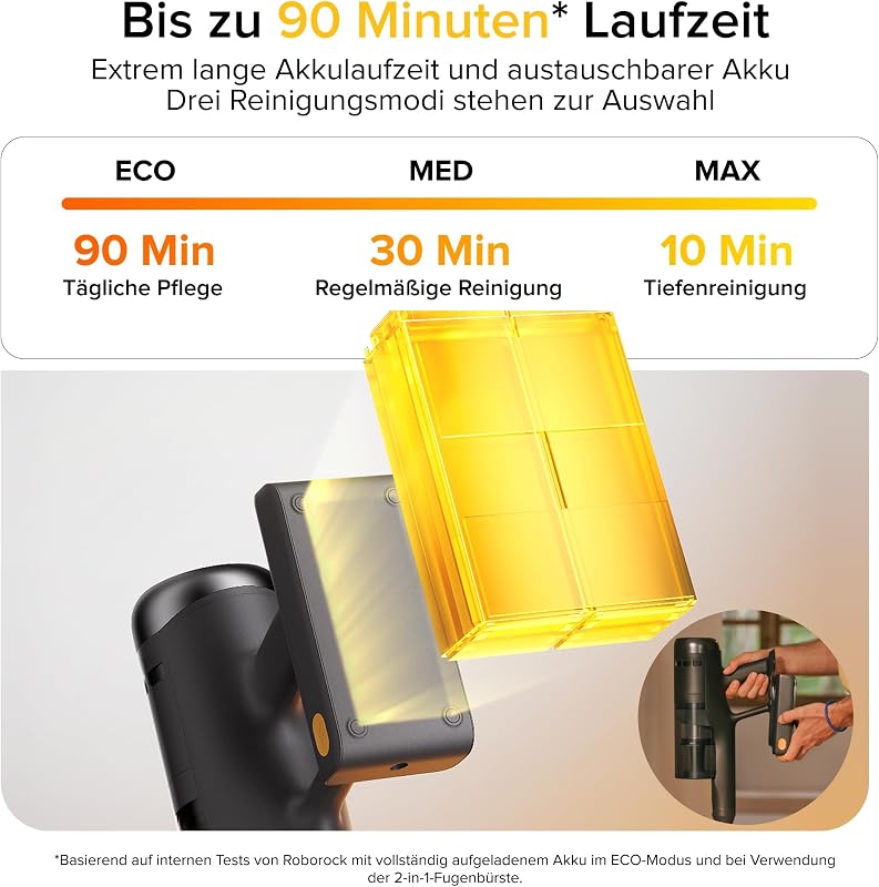 H60 Ultra Akku Staubsauger, 210AW Saugleistung, bis 90Min Laufzeit