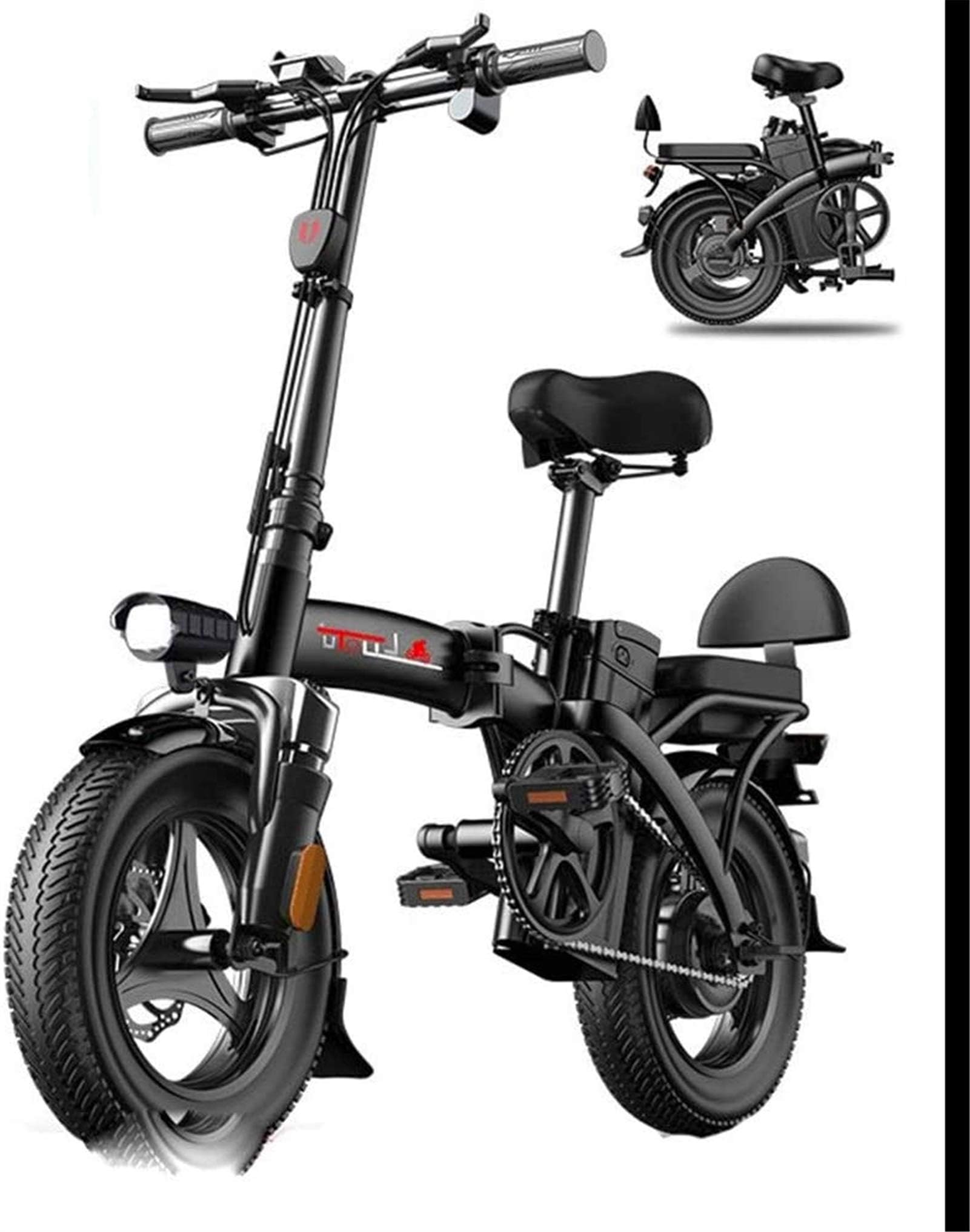 RDJM Ebikes Fast Electric Bikes for Adults Folding Electric Bikes with 36V 14inch, Lithium-Ion Battery Bike for Outdoor Cycling Travel Work Out and Commuting (Size : 60km)