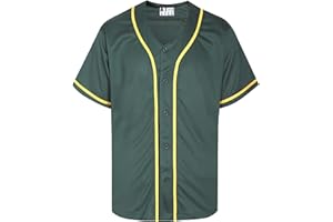 D DEHANER DEHANER Plain Blank Baseball Jerseys for Men Women Adult Hip Hop Hipster Button Down Shirts Sports Uniforms Outfits