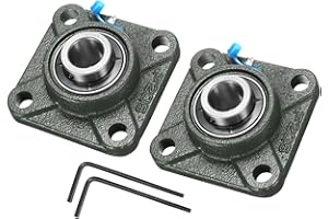 uxcell 2pcs UCF205-14 Pillow Block Bearings 7/8 inch Bore Self Alignment, Solid Cast Iron Base Square Flange Mounted Chrome S