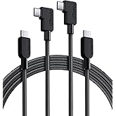 Anker USB C to USB C Right Angle Cable, 240W 90 Degree Type-C Braided Charging Cord for iPhone 17 Series and More (2Pack 6FT Black)