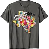 Girly Texas State Map Floral Coquette Bow 4th of July USA T-Shirt