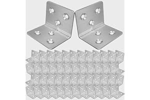 REDOVANT 40Pcs Stainless Steel Angle Bracket, 1.2”x1.2"x1.2" Heavy Duty L Brackets for Wood, 38MM 1.5Inch Wide Corner Brackets Metal Corner Brace 90Degree L Shape Bracket for Wooden Frame Bed Furniture Bookshe