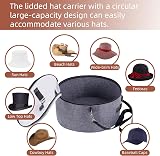 Ohiyoo Large Round Felt Hat Box Storage Foldable Hat Carrier for Hats Toys view 4
