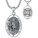 WINNICACA 925 Sterling Silver Patron Saint Amulet Necklace for Men Women Protection Medal Jewelry Birthday Valentine's Day Gifts for Men Husband(with Gift Box)