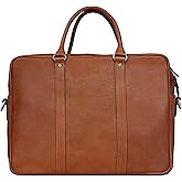Banuce Full Grain Italian Leather Briefcase for Men 14 Inch Laptop Bag Attache Case with Detachable and Adjustale Strap for Business Work Bags Vintage Brown
