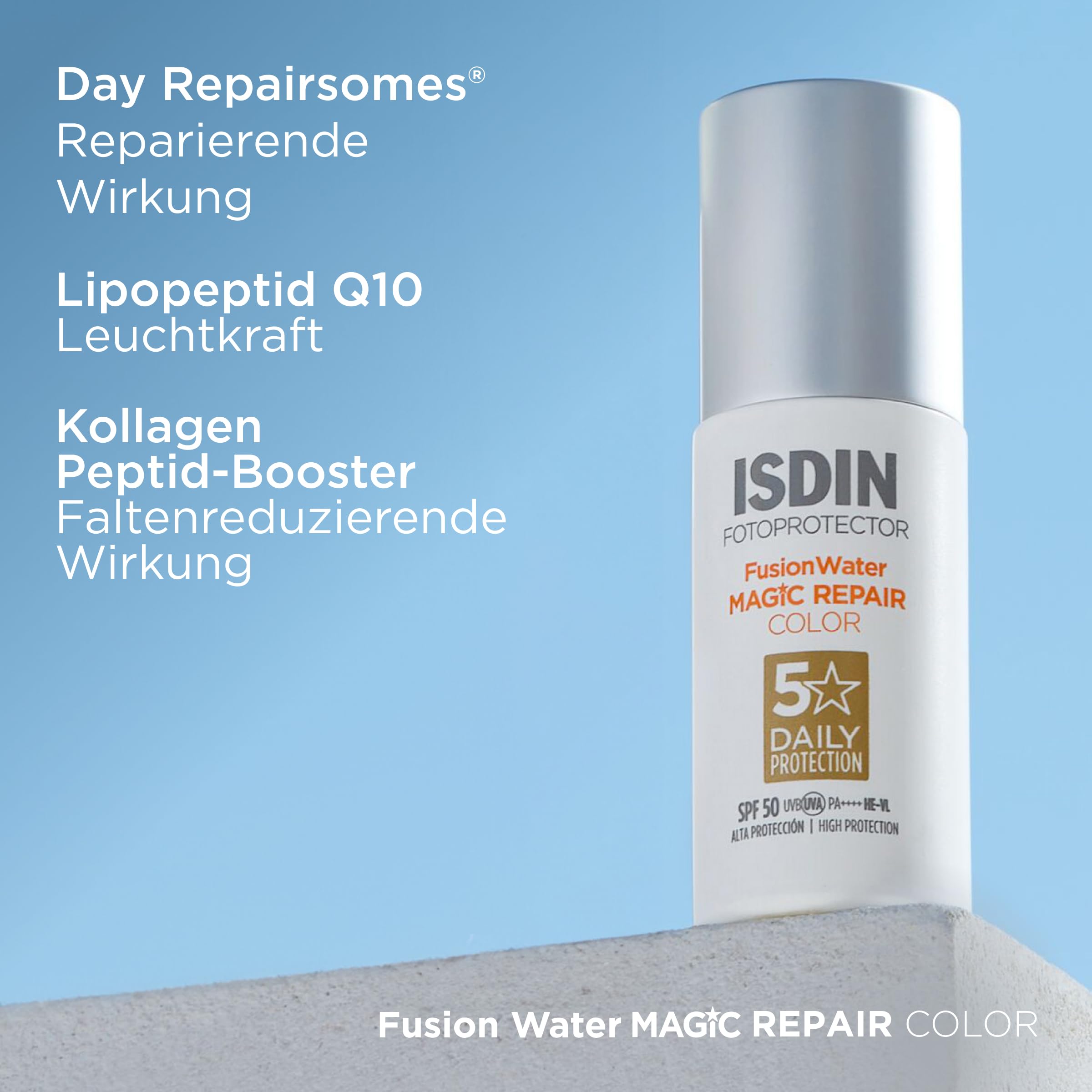 ISDIN Fusion Water MAGIC Repair Color LSF 50 - Getönte Anti-Aging Sonnencreme Gesicht - Dreifache Wirkung gegen Lichtalterung & Falten - Natürliche Abdeckung, 50ml 8