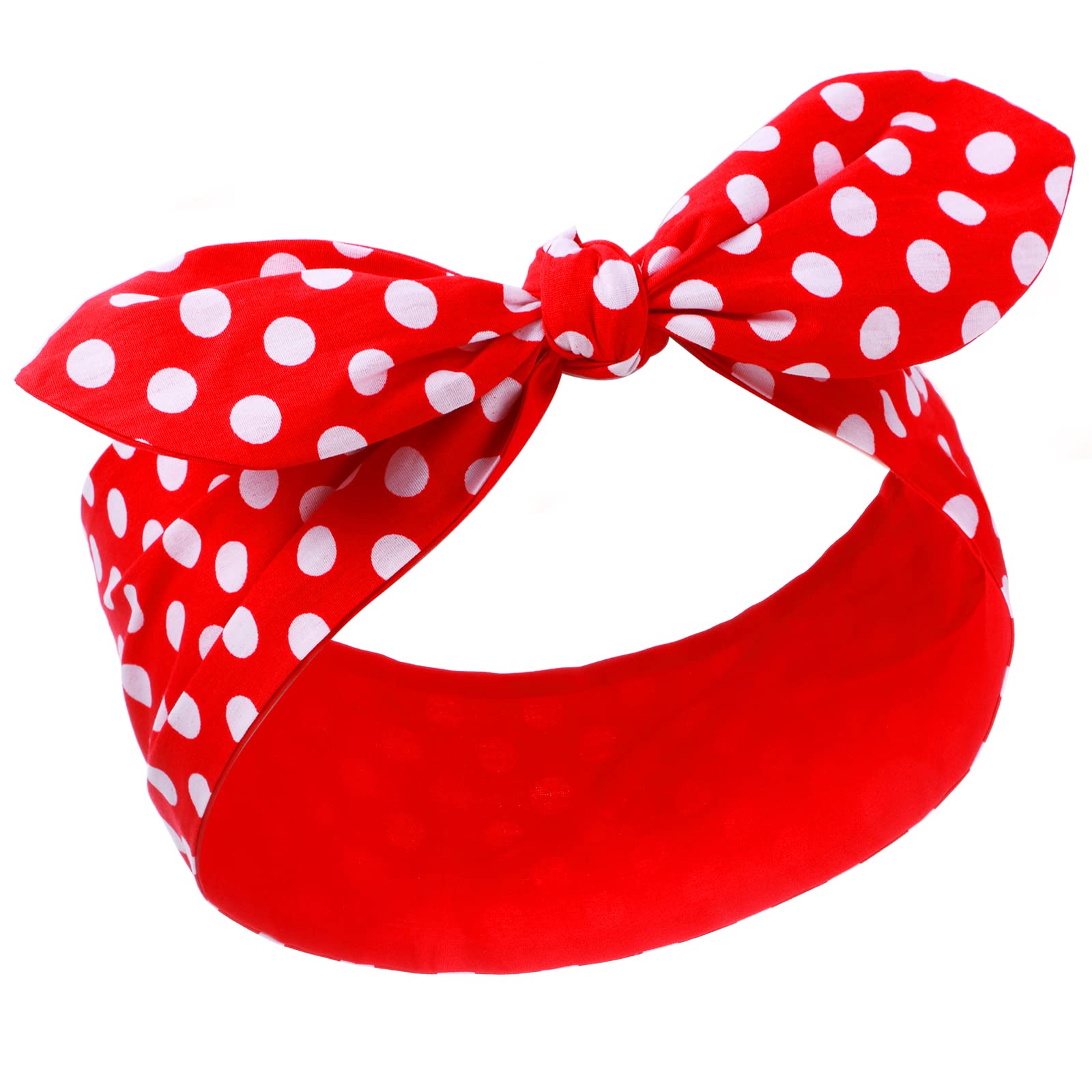 Hicarer Red Polka Dot Bow Headbands Cute Bandana Headbands Retro 50s Hair Accessories Vintage Hair Accessories for Women (Big Dots)