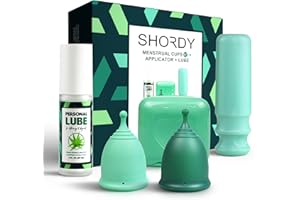 SHORDY Menstrual Cups Set with Applicator & Lube – Reusable Period Cups (Small & Large) for Beginners & Experienced Users – 12-Hour Protection, Feminine Care Kit, Alternative to Disc, Tampons & Pads