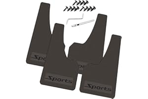 QUYDDC Standard Size Universal Soft Glue Heavy Duty Splash Guards Mud Flaps Fenders - Dirt/Slush Protection,4 Pcs Front/Rear Tires,Fits for SUVs MPV (Not Fits to Full-Size SUVs) Black + Logo Sports