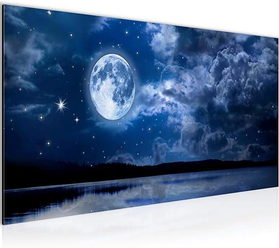 Runa Art Bilder Landschaft Mond Wandbild Vlies - Leinwand Bild XXL