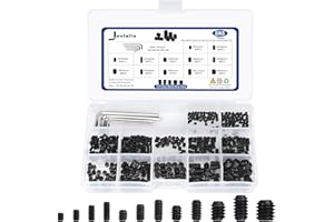 JOVLALIS 585Pcs Metric Set Screws (Alloy Steel), M3/M4/M5/M6/M8 Allen Head Screws, Internal Hex Drive Cup-Point Screws Assortment Kit for Door Handles, Light Fixture Screws