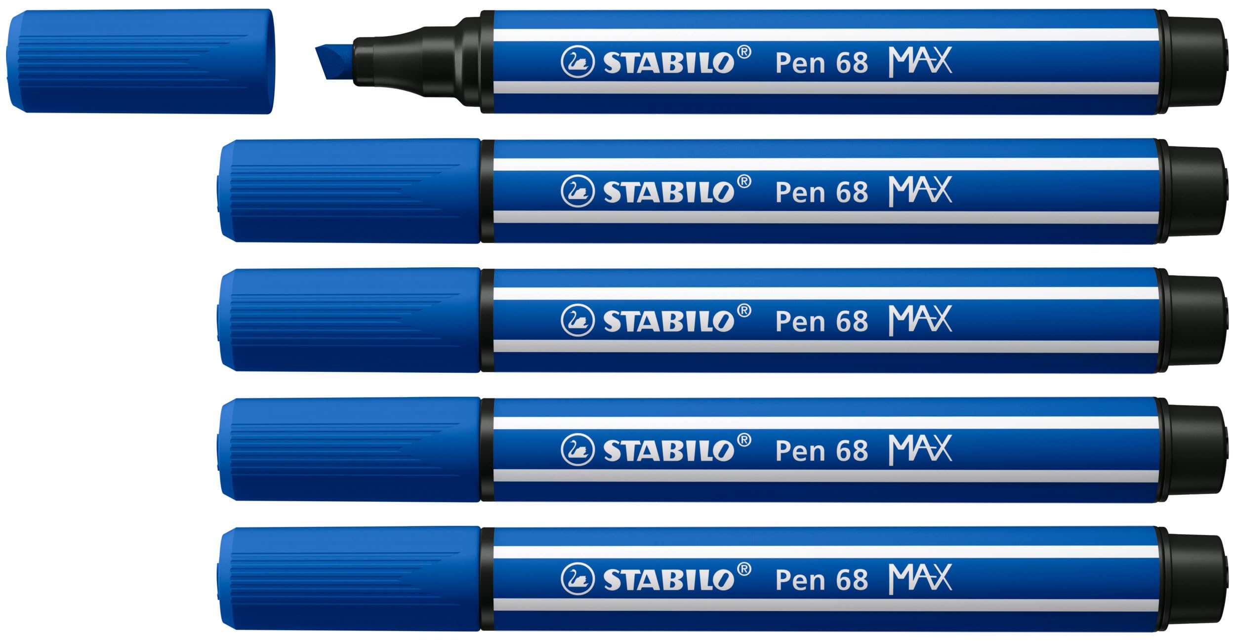STABILO Pen 68 MAX - Premium Fibre-Tip Pen with Chisel Tip - ARTY - Pack of 5 - Ultramarine — image 1