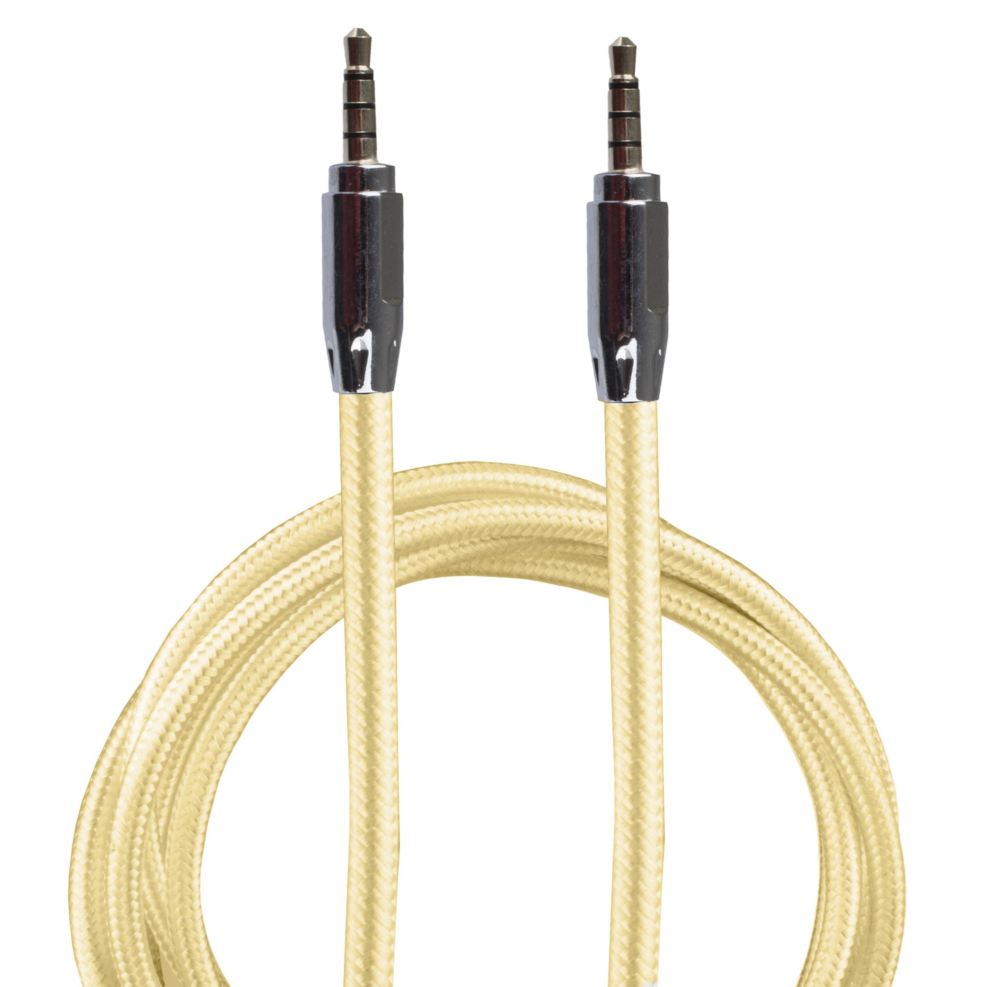 Lilware Braided Nylon Textile 35 Inches (90 cm) Aux Audio Cable 3.5mm Jack Male to Male Cord For Multimedia Devices - Gold