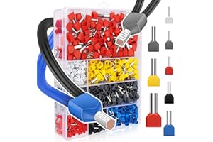 Lytool Double Wire Ferrule Kit 8-22 AWG, 750Pcs Dual Bootlace Ferrule Kit Wire Ferrules Twin Ferrules Connectors Wire Terminal Connector, Insulated Cord Pin End Terminal Great Assortment Ferrules Kit