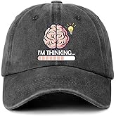 GOSJINNK Funny Brain Distressed Washed Black Baseball Caps I'm Thinking Printed Baseball Hats Classic Cotton Adjustable Trucker Hat for Men Women Trendy Birthday Gifts for Dad Mom Family Friend