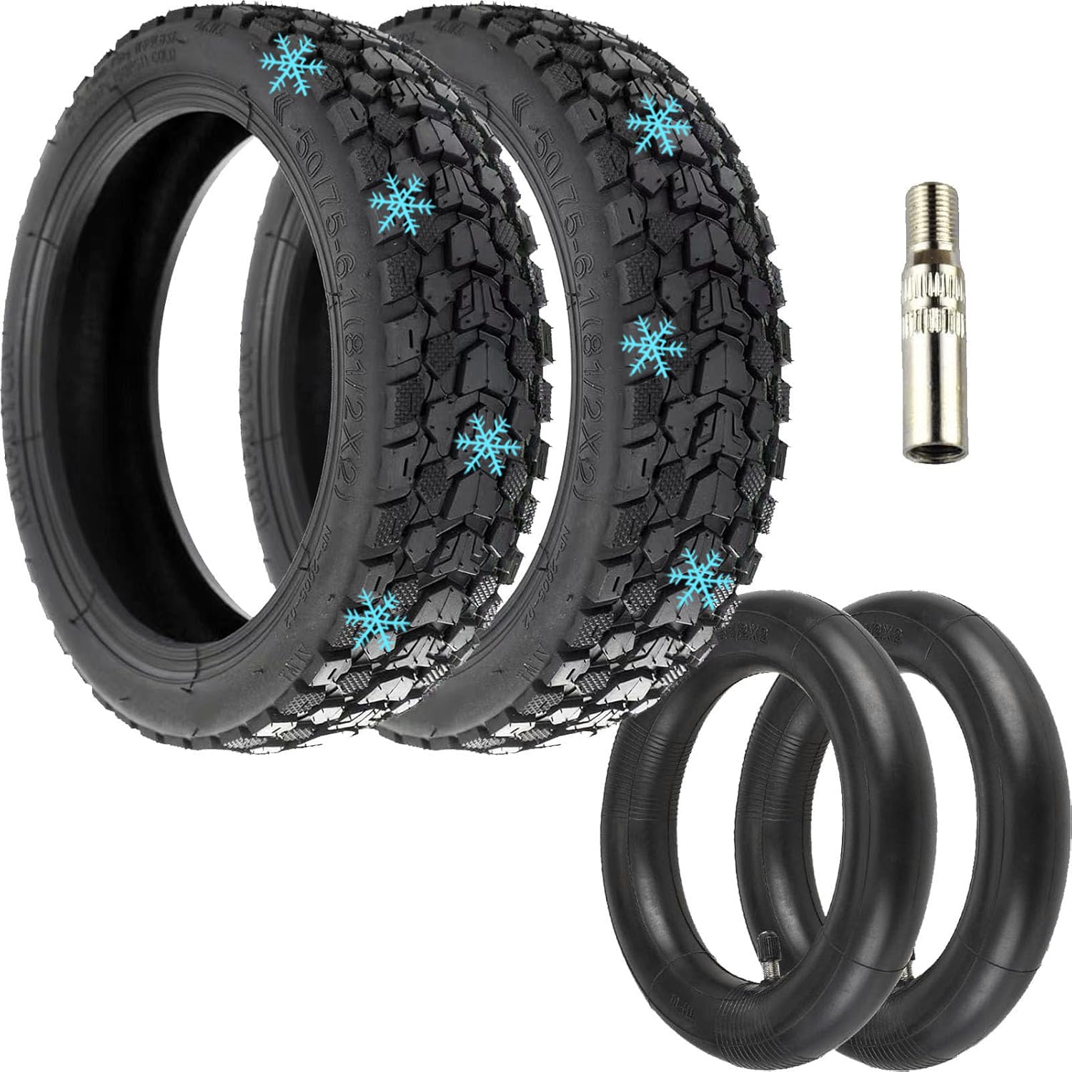 Natcoo 50/75-6.1 Offroad Tires with Thicker 8 1/2 x 2 Inner Tube for Xiaomi M365, Pro,1S, Pro2, Mi3, Essential, 8.5 Inch Tyres High-Performance Comfort Kit, Scooter Accessories (2 Sets)