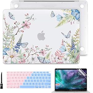 Batianda for MacBook Air 13 Inch Case 2020 2019 2018 A2337 A2179 A1932, Floral Series Hard Shell Case with Keyboard Cover & Screen Protector for New Mac Air 13 Retina with Touch ID,Elegant Flowers