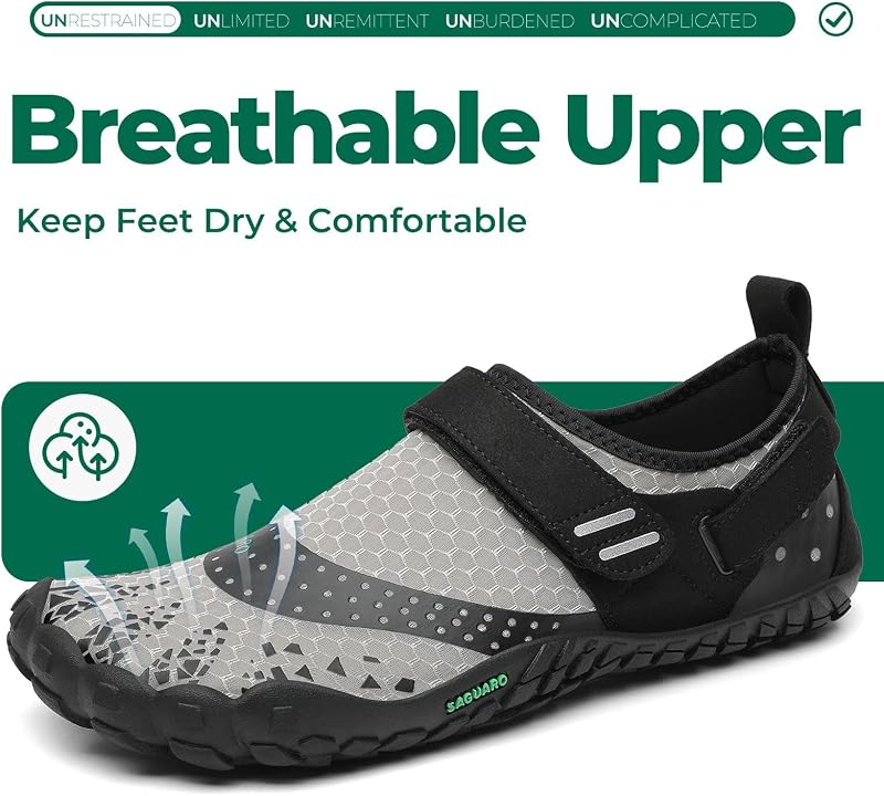 Homme Femme Barefoot Shoes Chaussures Minimalistes Chaussures de Trail Pieds Nus pour Fitness Randonnée M Gris,GR.42