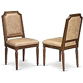 Luxe by East West Furniture - TYC-AWA-28 - Parson Chairs with Grey Polyester Padded Chairs, Set of 2, Antique Walnut Finish