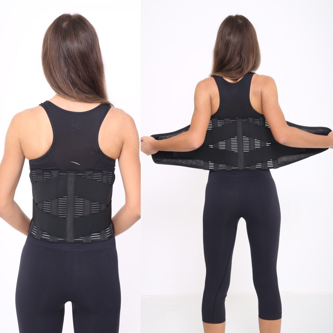 Adjustable Neoprene Double Pull Lumbar Support Lower Back Belt Brace Unisex - Back Pain/Slipped Disc Pain Relief - 5 Sizes (L = 32-36" (81-91cm))