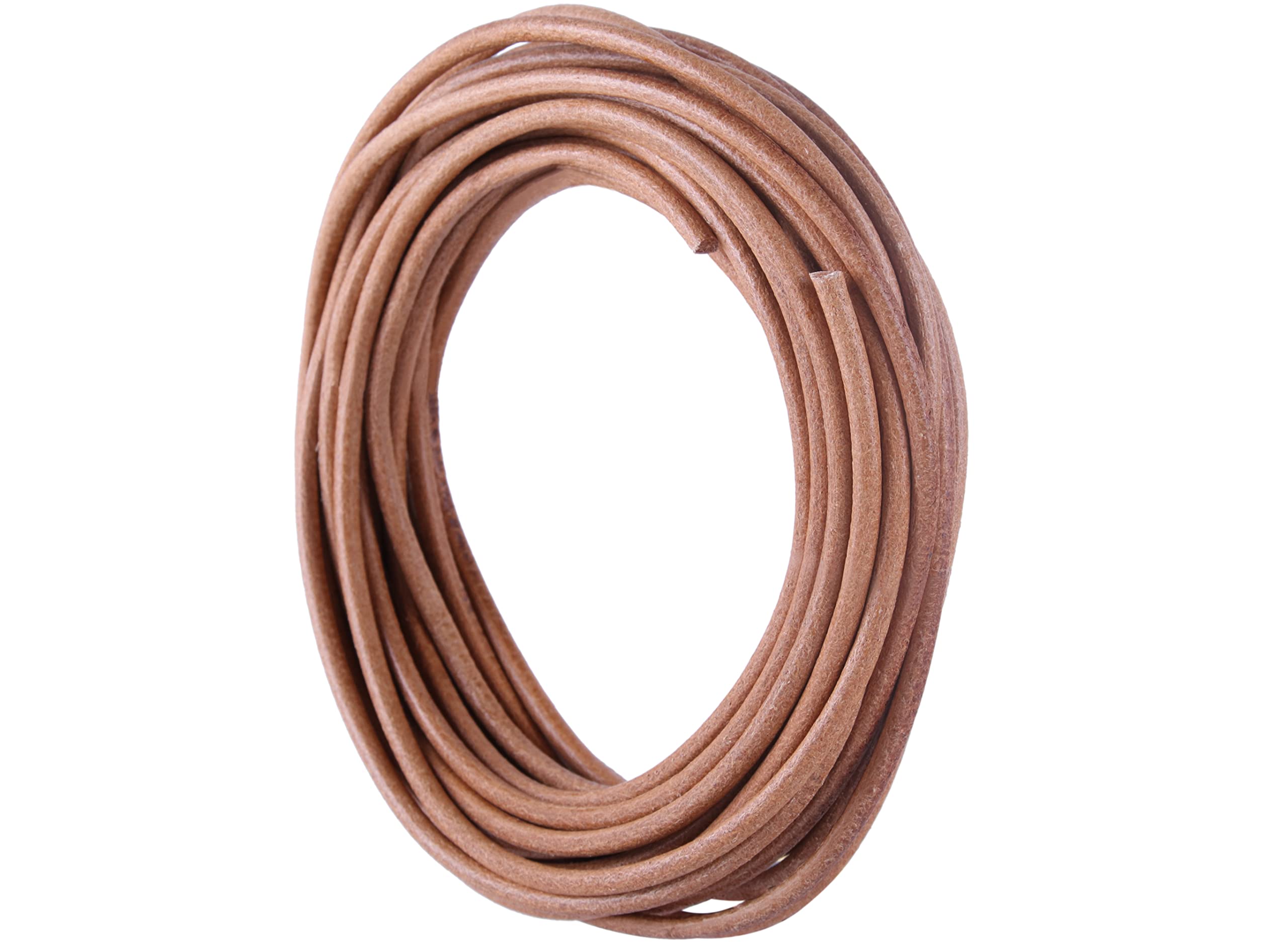 KONMAY 9.1 Meters 4.0mm Natural Round Real Leather Cord for Jewellery Making and Crafting — image 1