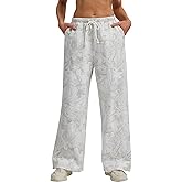 Eutten Women Wide Leg Camo Sweatpants High Waisted Drawstring Baggy Jogger Fleece Loose Sweat Pants with Pockets