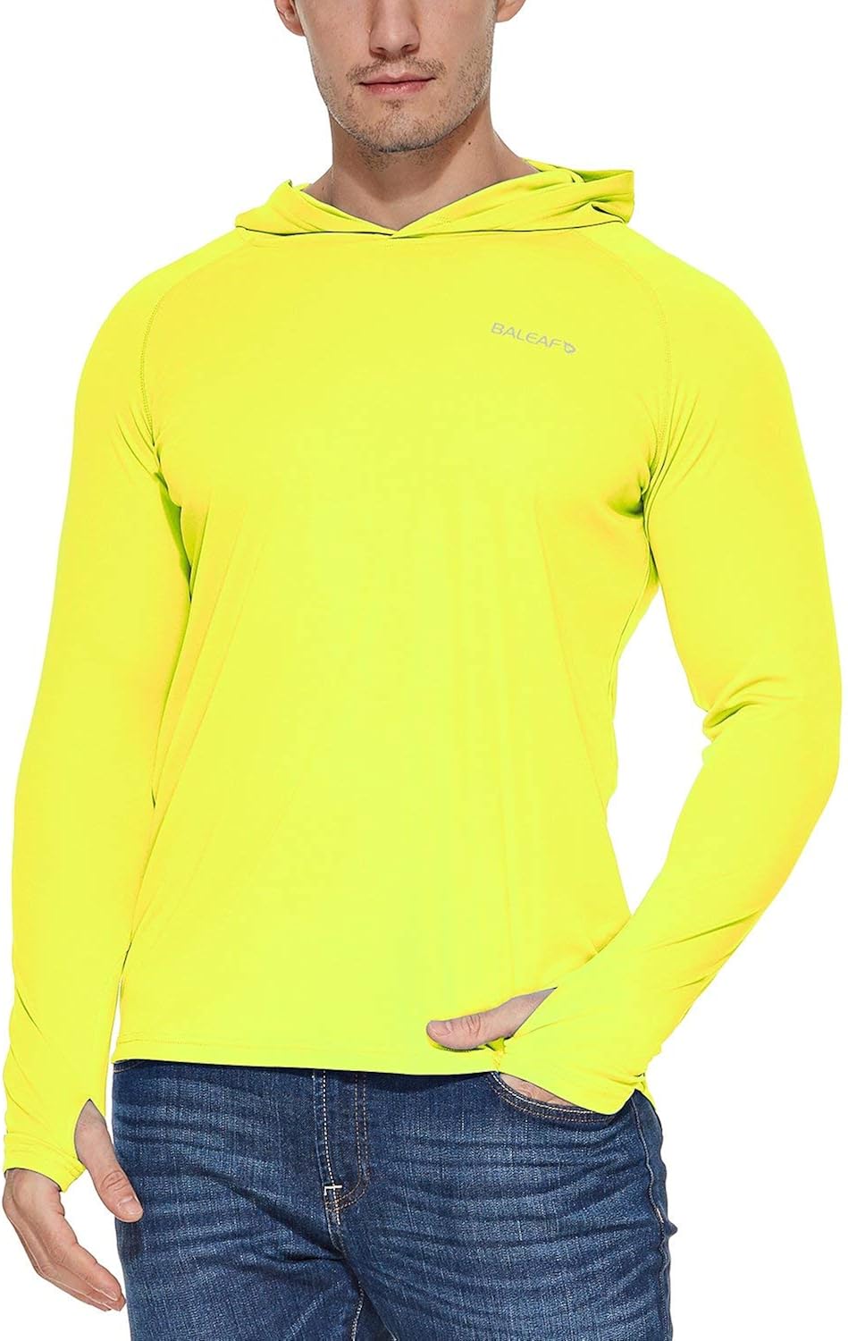 BALEAF Men's UPF 50+ Sun Protection Hoodie Long Sleeve SPF/UV Dri Fit Lightweight Fishing Workout Thumbholes Shirt: Clothing