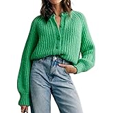 Bianstore Women's Casual Long Sleeve Crewneck Button Down Cardigan Sweater Knit Outwear