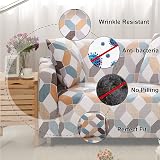Teynewer 1-Piece Fit Stretch Sofa Cover Geometry Print 1 Seater view 3