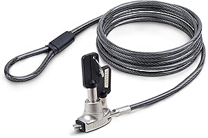 StarTech.com Slim Lock Noble Wedge Slot Compatible, 5ft (1.5m) Locking Cable, Desk Anti-Theft Security for Laptop/Notebook, T