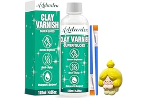 Addurden Clay Varnish with 2 Brushes, 120ml Polymer Acrylic Varnish, High Glossy Air Dry Clay Glaze for Ceramics, Oil Painting, Wood, Waterproof, Preventing Crazing & Yellowing (Varnish-Large)