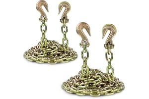 AYMMIC Transport Binder Chain for Tie Down,1/4'' x20',Grade 70,with Clevis Grab Hooks,3,150 lbs Working Load Limit,Tow Chain Tie Downs for Flatbed Trailers or Truck (2Pack)