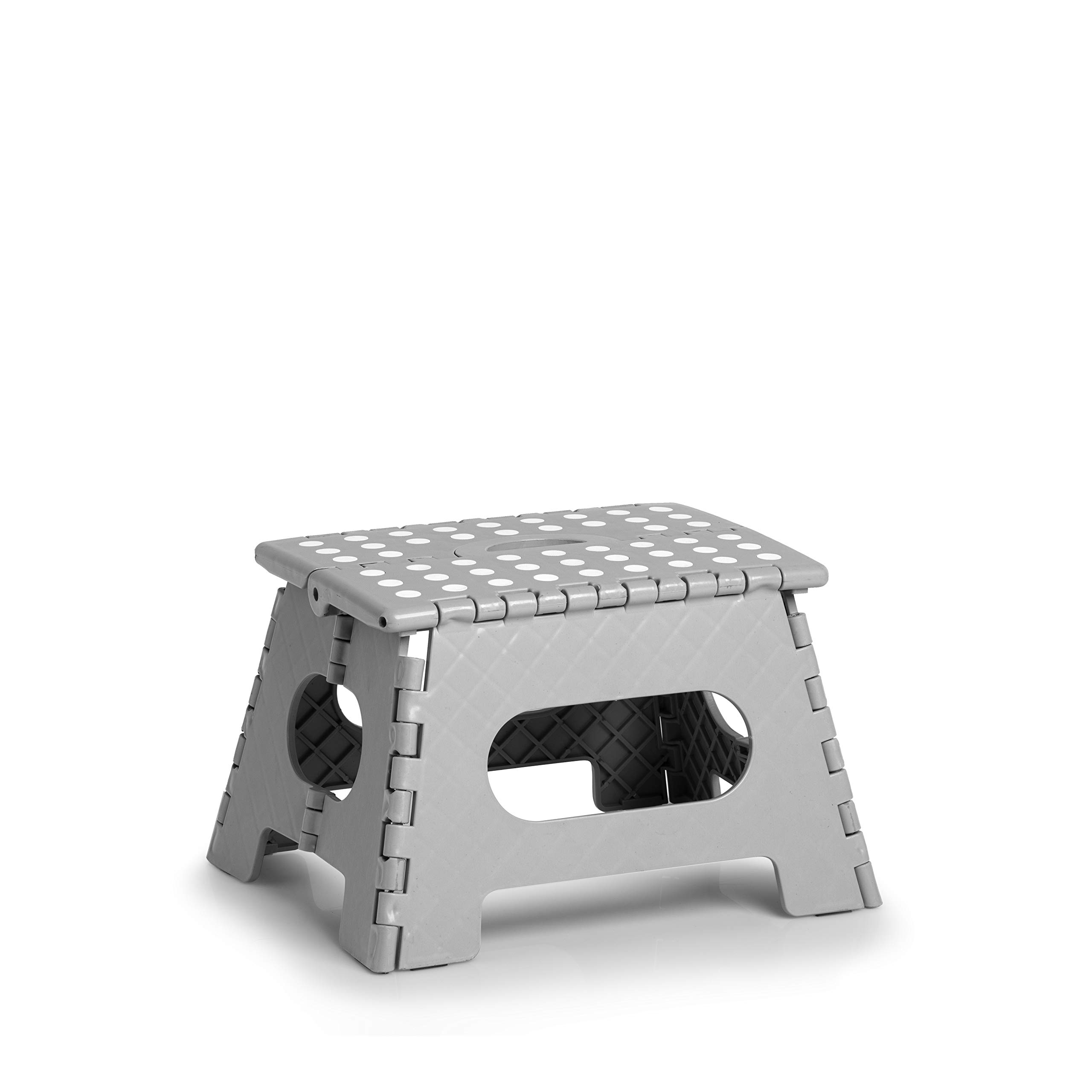 Zeller Present - Schöner Leben Practical Liven 13030 Premium Folding Stool Plastic Grey TÜV Tested Maximum Load 150 kg Approx. 35 x 28 x 22 cm Plastic Small
