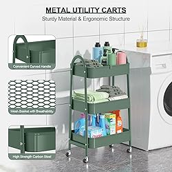 EAGMAK 3 Tier Utility Rolling Cart, Metal Storage