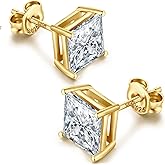 Jiahanzb Sparkling Square Stud Earrings 925 Sterling Silver Cubic Zirconia Stud Earrings Hypoallergenic Earrings for Women/Men 4MM-8MM