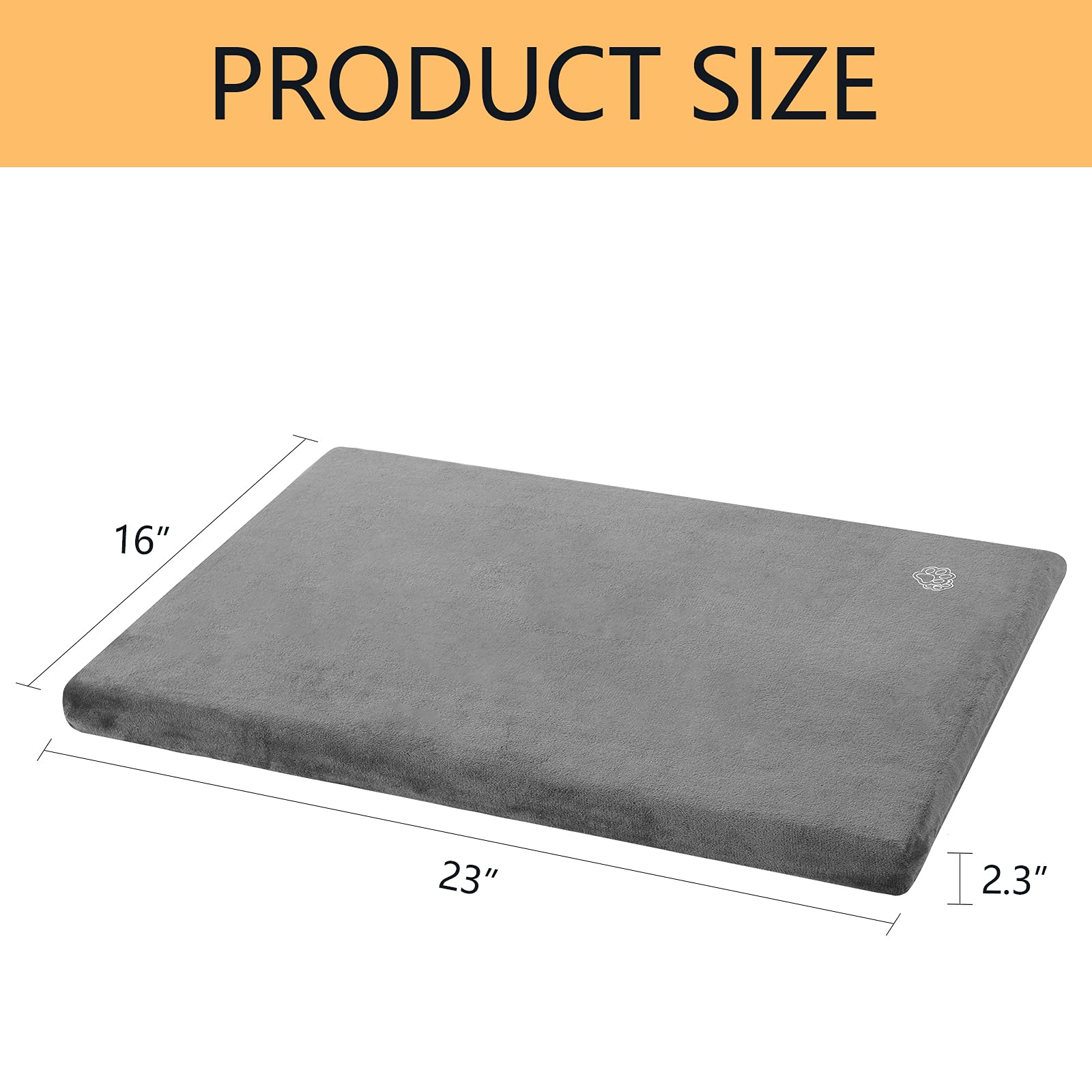 Stylish Dog Bed Mat Dog Crate Pad Mattress Reversible (Cool and Warm), Water Proof Linings, Removable Machine Washable Cover, Firm Support Pet Crate Bed for Small to XX-Large Dogs, Grey