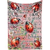 Huglanket Ladybug Gifts for Women Girls, Blanket for Ladybug Lovers, 50" x 65" Throw for Birthday, Christmas - Red