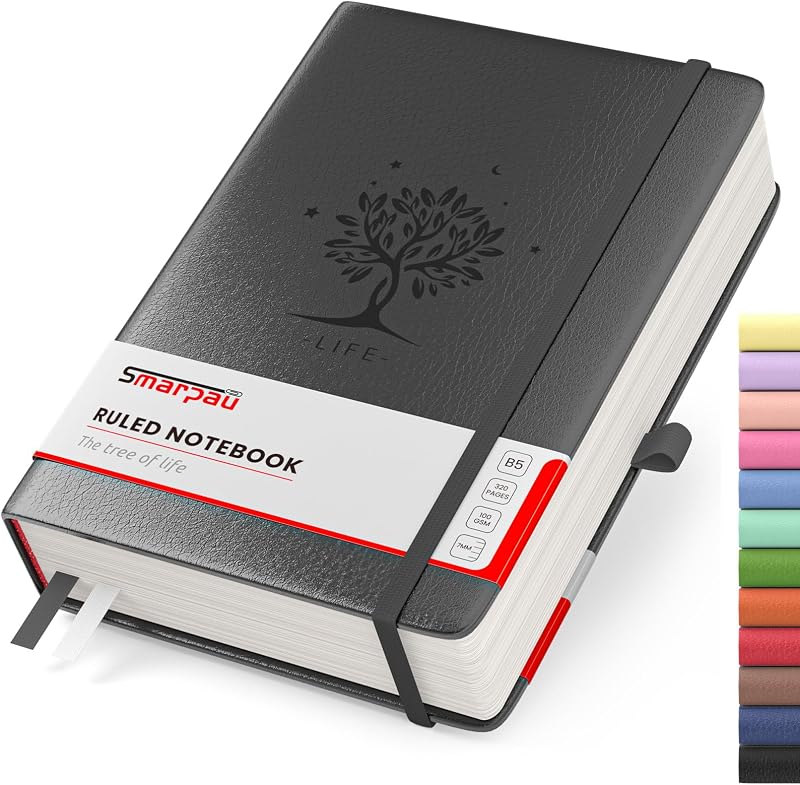 Smarpau Thick B5 Lined Notebook 320 Pages Hardback Leather Journal 100gsm