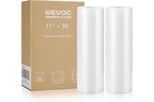 Wevac Vacuum Sealer Bags 11x50 Rolls 2 pack for Food Saver, Seal a Meal, Weston. Commercial Grade, BPA Free, Heavy Duty, Great for vac storage, Meal Prep or Sous Vide