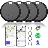 Air Tracker Tags-4 Pack Seektags [2025 Dual-System Compatible] for Apple Find My & Android Find Hub, 400 Days Battery with CR2032, 100dB Alarm, Compatible with iOS & Android for Keys Wallet Luggage
